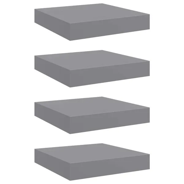 Rafturi de perete, 4 buc., gri, 23 x 23,5 x 3,8 cm, MDF