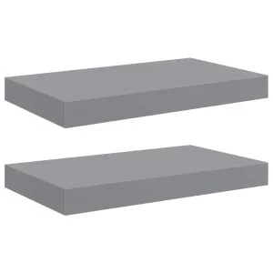 Rafturi de perete suspendate, 2 buc., gri, 40x23x3,8 cm, MDF