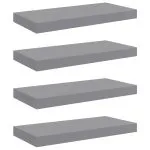 Rafturi de perete suspendate, 4 buc., gri, 50x23x3,8 cm, MDF