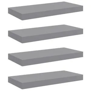 Rafturi de perete suspendate, 4 buc., gri, 50x23x3,8 cm, MDF