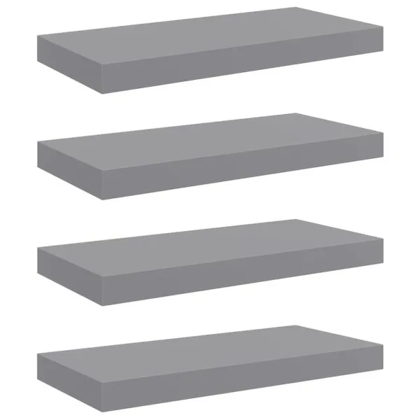 Rafturi de perete suspendate, 4 buc., gri, 50x23x3,8 cm, MDF