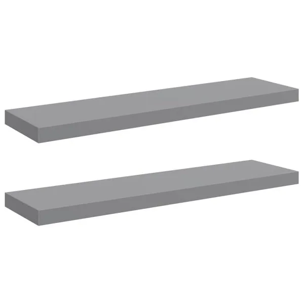 Rafturi de perete suspendate, 2 buc., gri, 90×23,5×3,8 cm, MDF