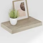 Rafturi de perete suspendate, 2 buc., stejar, 40x23x3,8 cm, MDF