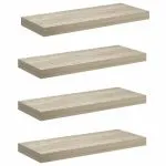 Rafturi de perete suspendate, 4 buc., stejar 60×23,5×3,8 cm MDF