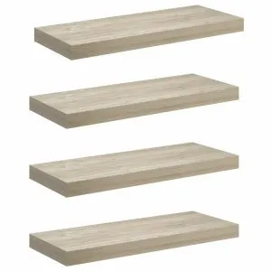 Rafturi de perete suspendate, 4 buc., stejar 60×23,5×3,8 cm MDF