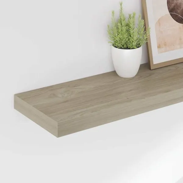 Rafturi de perete suspendate 2 buc., stejar, 80×23,5×3,8 cm MDF