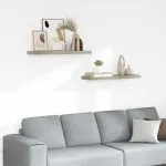 Rafturi de perete suspendate 2 buc., stejar, 80×23,5×3,8 cm MDF