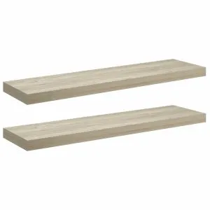 Rafturi de perete suspendate 2 buc., stejar, 90×23,5×3,8 cm MDF