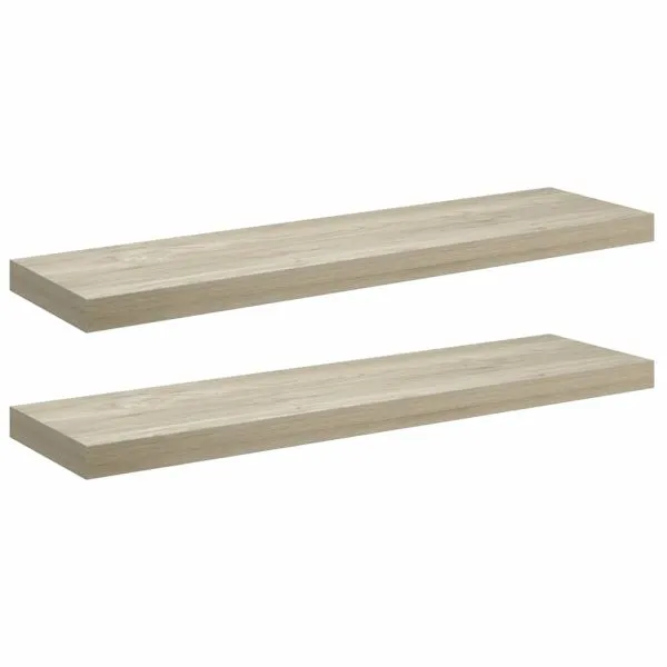Rafturi de perete suspendate 2 buc., stejar, 90×23,5×3,8 cm MDF