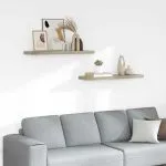 Rafturi de perete suspendate 2 buc., stejar, 90×23,5×3,8 cm MDF