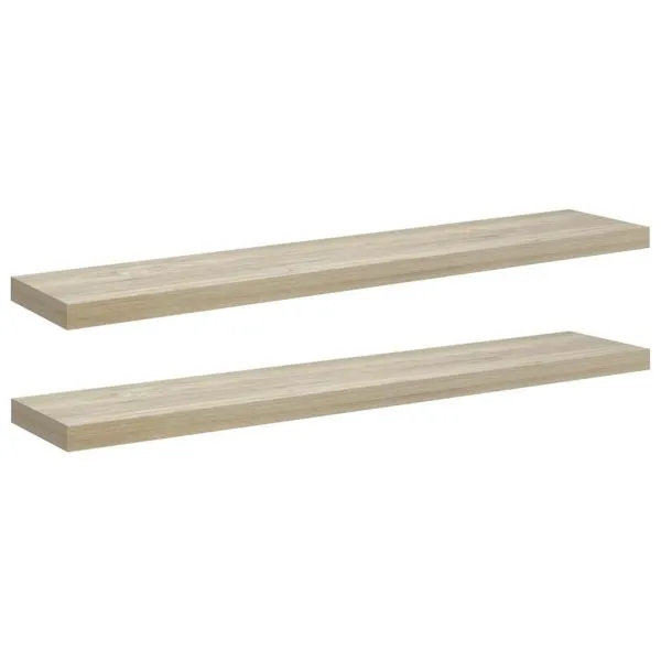Rafturi perete suspendate, 2 buc., stejar, 120×23,5×3,8 cm, MDF