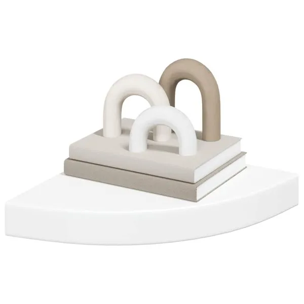 Rafturi colțar de perete, 4 buc., alb, 25 x 25 x 3,8 cm, MDF