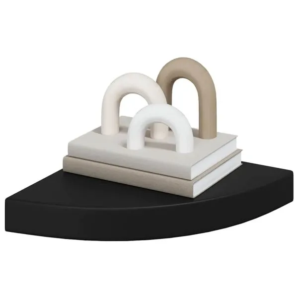 Rafturi colț de perete, 2 buc., negru, 25x25x3,8 cm, MDF
