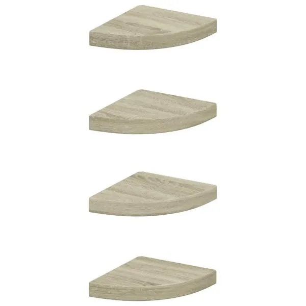 Rafturi colțar de perete, 4 buc., stejar, 25 x 25 x 3,8 cm, MDF
