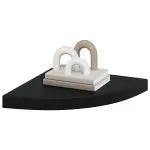 Raft colțar de perete, negru, 35 x 35 x 3,8 cm, MDF
