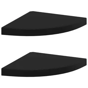Rafturi colț de perete, 2 buc., negru, 35x35x3,8 cm, MDF