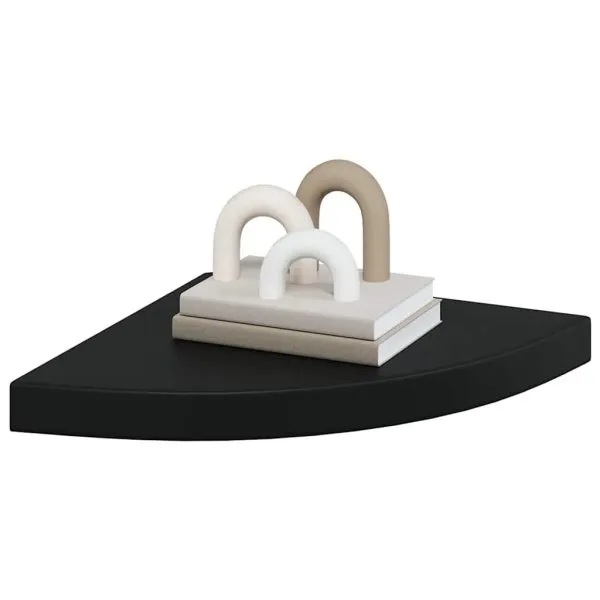 Rafturi colț de perete, 2 buc., negru, 35x35x3,8 cm, MDF