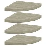 Rafturi colț suspendate, 4 buc., stejar, 35x35x3,8 cm, MDF