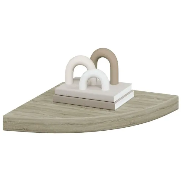 Rafturi colț suspendate, 4 buc., stejar, 35x35x3,8 cm, MDF