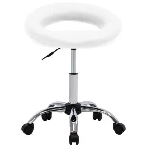 Scaun de lucru pivotant, alb, piele ecologică