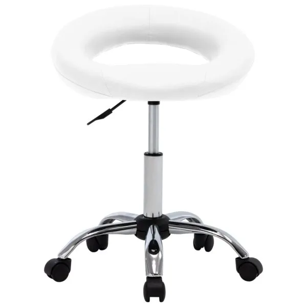 Scaun de lucru pivotant, alb, piele ecologică