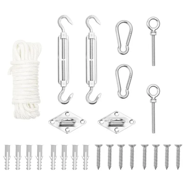 Set de accesorii parasolar, 9 piese, oțel inoxidabil
