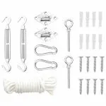 Set accesorii parasolar, 9 piese, oțel inoxidabil
