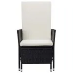 Set mobilier de grădină cu perne, 2 piese, negru, poliratan