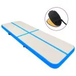 Saltea gimnastică gonflabilă cu pompă albastru 500x100x15cm PVC