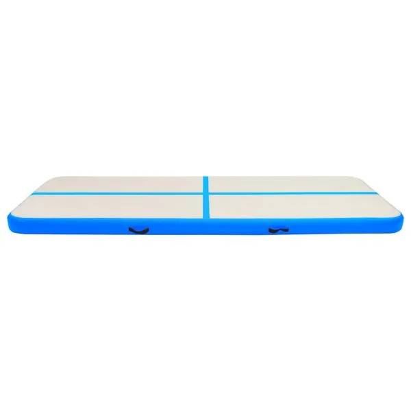 Saltea gimnastică gonflabilă cu pompă albastru 500x100x15cm PVC