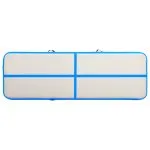 Saltea gimnastică gonflabilă cu pompă albastru 500x100x15cm PVC