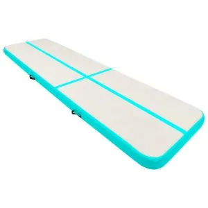 Saltea gimnastică gonflabilă cu pompă verde 600x100x15 cm PVC