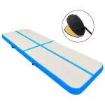Saltea gimnastică gonflabilă cu pompă albastru 700x100x15cm PVC