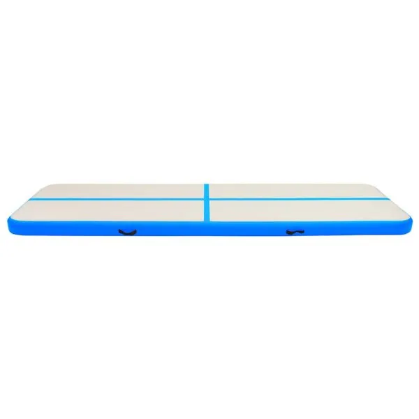 Saltea gimnastică gonflabilă cu pompă albastru 700x100x15cm PVC