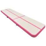 Saltea gimnastică gonflabilă cu pompă roz 800x100x15 cm PVC