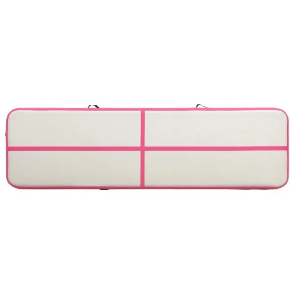 Saltea gimnastică gonflabilă cu pompă roz 800x100x15 cm PVC