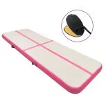 Saltea gimnastică gonflabilă cu pompă roz 300x100x20 cm PVC