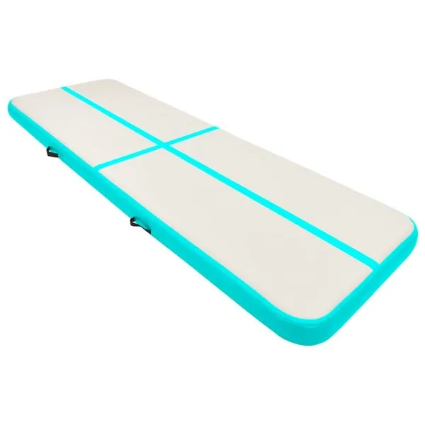 Saltea gimnastică gonflabilă cu pompă verde 500x100x20 cm PVC