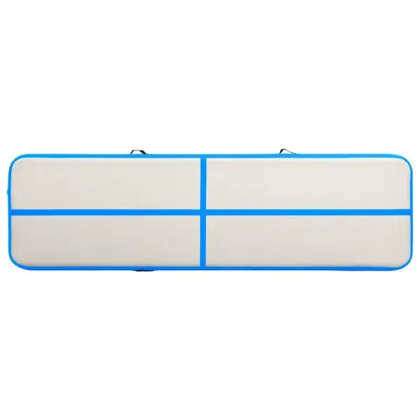 Saltea gimnastică gonflabilă cu pompă albastru 600x100x20cm PVC