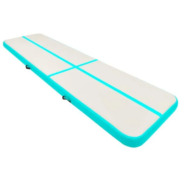 Saltea gimnastică gonflabilă cu pompă verde 700x100x20 cm PVC