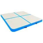 Saltea gimnastică gonflabilă cu pompă albastru 200x200x10cm PVC