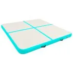 Saltea gimnastică gonflabilă cu pompă verde 200x200x15 cm PVC