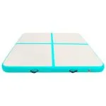Saltea gimnastică gonflabilă cu pompă verde 200x200x15 cm PVC