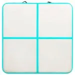 Saltea gimnastică gonflabilă cu pompă verde 200x200x15 cm PVC