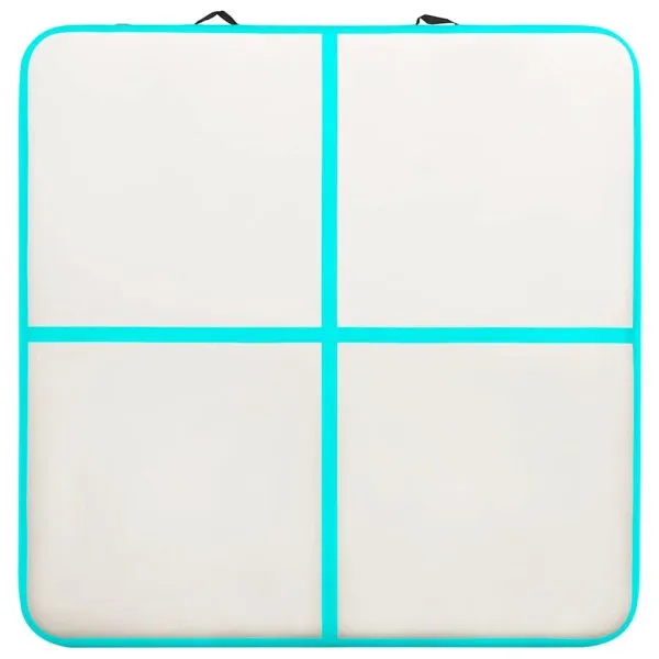 Saltea gimnastică gonflabilă cu pompă verde 200x200x15 cm PVC
