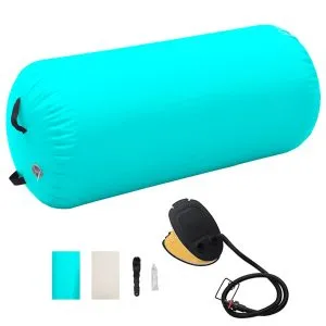 Rulou de gimnastică gonflabil cu pompă, verde, 120 x 90 cm, PVC