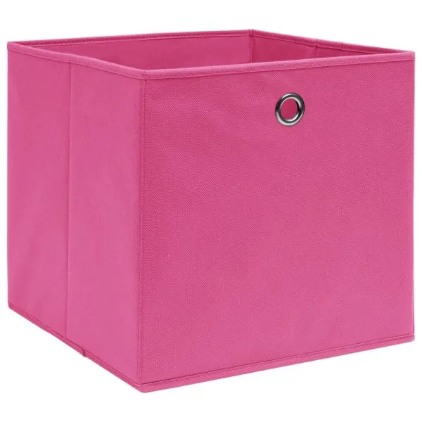 Cutii depozitare, 10 buc., roz, 28x28x28 cm, material nețesut