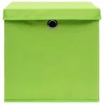 Cutii depozitare cu capac, 4 buc., verde, 28x28x28 cm