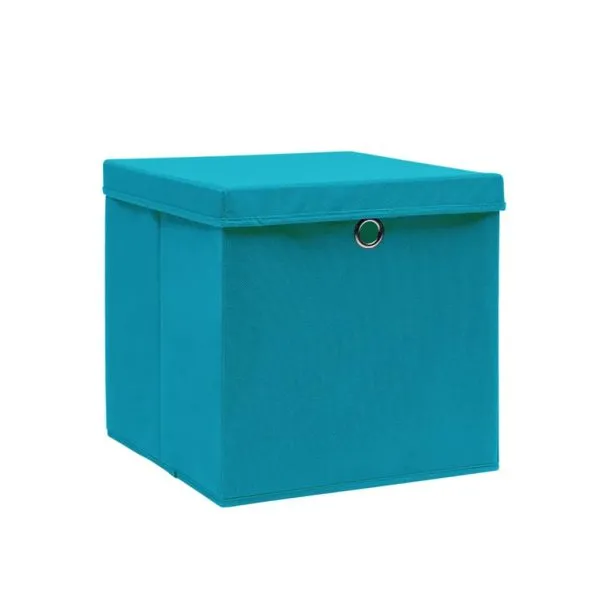 Cutii depozitare cu capace, 4 buc., albastru, 28x28x28 cm
