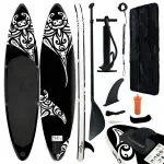 Set de placă SUP gonflabilă, negru, 305x76x15 cm